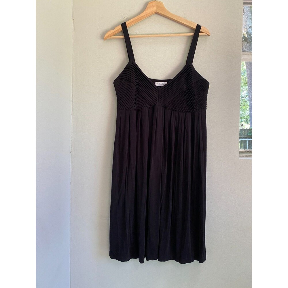 Women's Calvin Klein Ruched Sleeveless Mini Tank Dress Black Empress Waist